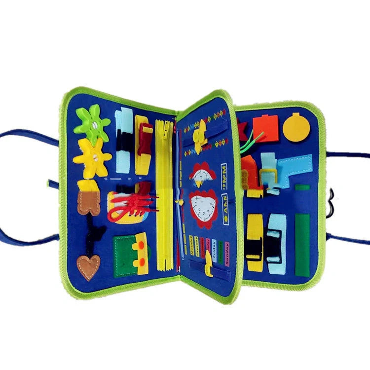 Children's felt busy board for dressing and buttoning skills development