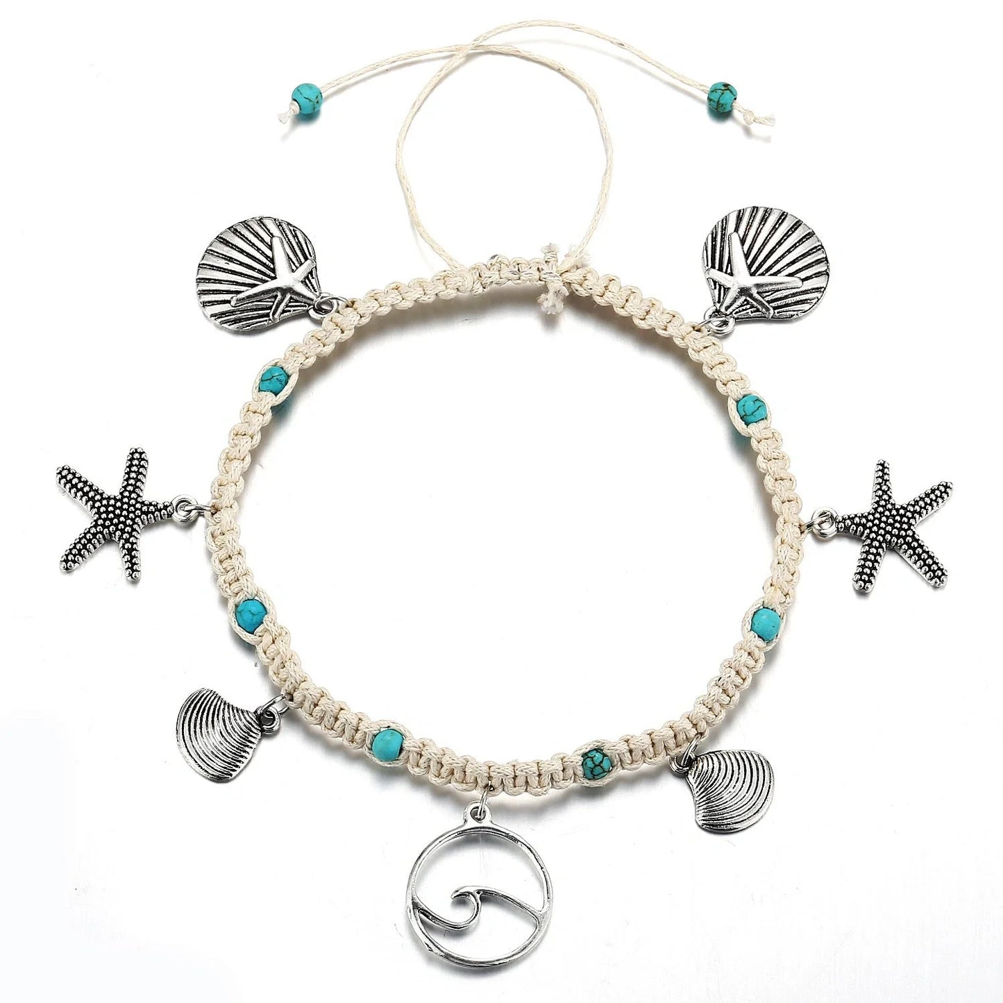 Starfish design zinc alloy anklet for women, perfect for beach outings