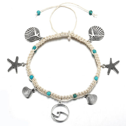 Starfish design zinc alloy anklet for women, perfect for beach outings