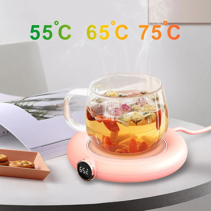 USB Cup Warmer Pad with adjustable temperature settings and LED display