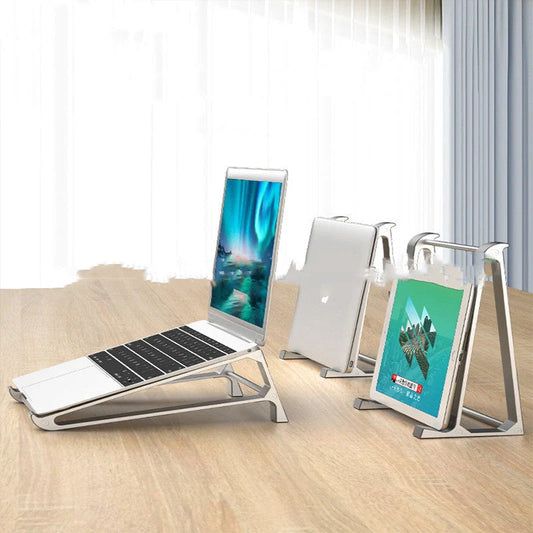 Aluminium alloy laptop stand with non-slip silicone pads in Space Grey and Aurora Silver