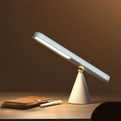 Elegant wireless reading lamp with geometric design, touch controls, and USB charging for versatile home lighting