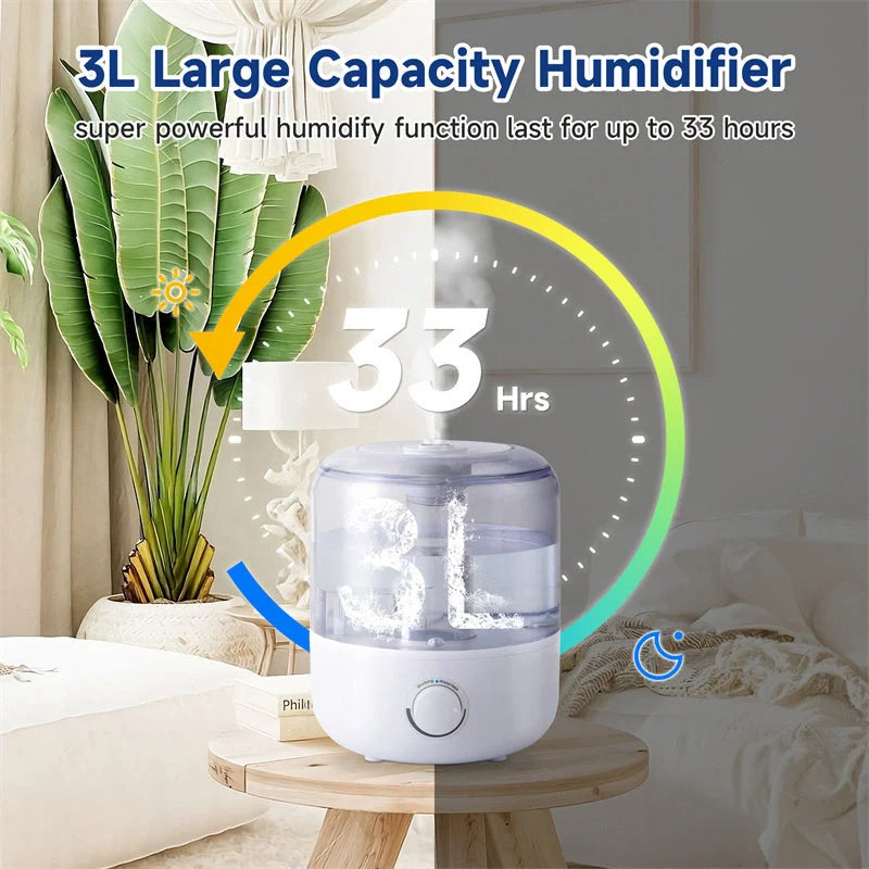 3L Mechanical Humidifier with BPA-free PVC and low water level protection