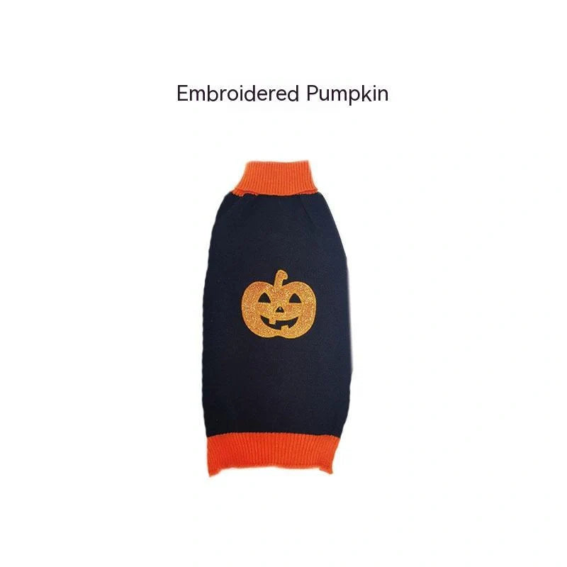Halloween dog sweater in acrylic material for small pets, available in festive designs