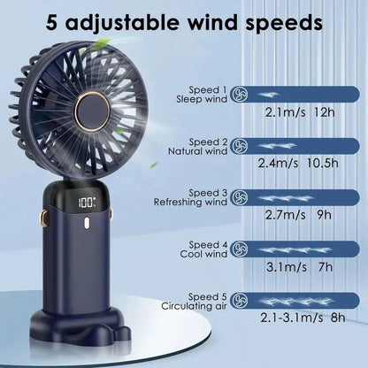Powerful USB-rechargeable mini fan with foldable design, adjustable airflow, and long-lasting battery for cooling comfort anywhere