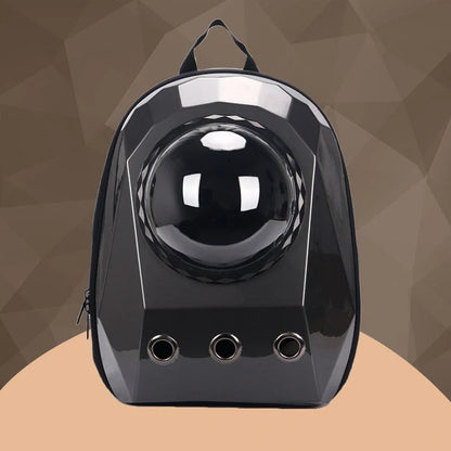 Space capsule style cat carrier backpack with transparent window and ventilation holes