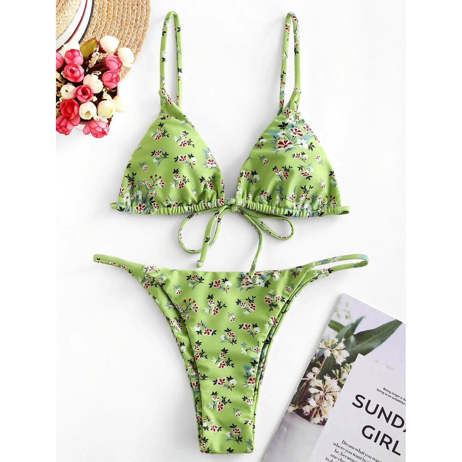 Women's floral print push-up bikini for summer beach wear