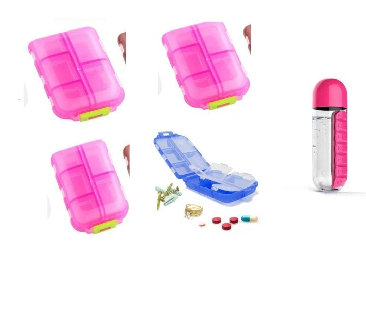 10-grid moisture-proof travel pill organizer in various colours for secure medication storage