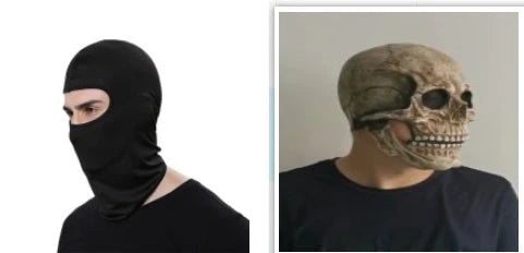 Creepy skeletal horror mask with movable jaw - perfect for Halloween costume and cosplay