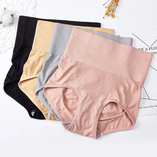 Seamless high-waist slimming briefs in various colours, offering a flattering and comfortable fit for the British consumer.
