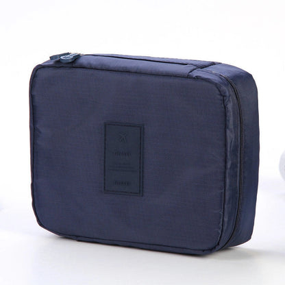 Premium toiletry bag with waterproof divider, multi-grid pockets, and durable Oxford cloth construction