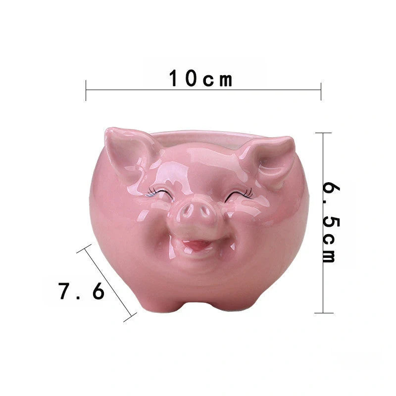 Hand-painted Nordic cartoon animal ceramic succulent pot in various colours and sizes