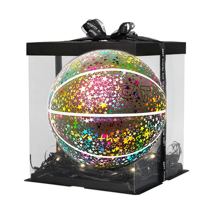 Luminous glow-in-the-dark basketball with reflective design for night games and outdoor activities
