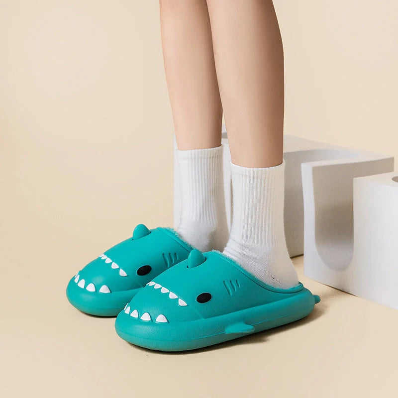Cartoon shark EVA slippers with waterproof soft bottom in various colours
