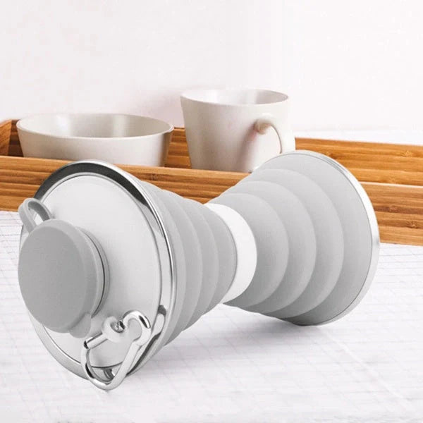 500ml foldable silicone water bottle in various colors with leak-proof lid