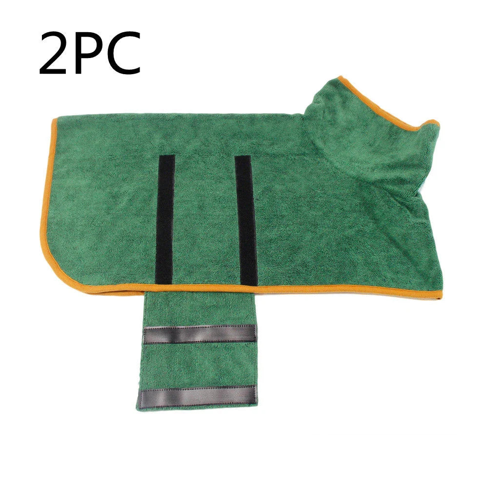 Premium microfiber pet drying bathrobe with adjustable strap and soft lining for superior comfort and absorbency