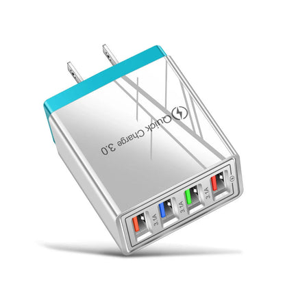 4-Port High-Speed USB Wall Charger with Quick Charge 3.0 Technology for Simultaneous Charging of Multiple Devices