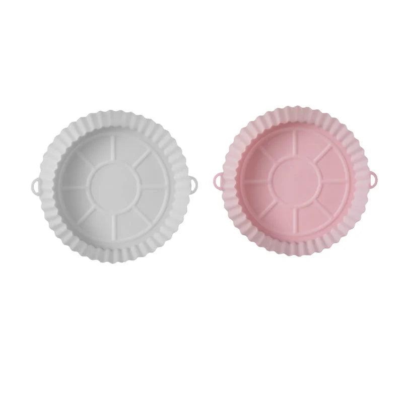 Round silicone baking tray mat for air fryer in various colours
