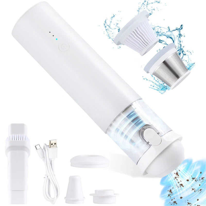 Shell Multifunctional Car Vacuum Cleaner with 10kPa suction, blowing function, and USB charging port