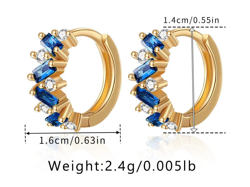 Elegant leaf-patterned ear clips with zircon and emerald gemstones, crafted in premium 18-carat gold-plated copper
