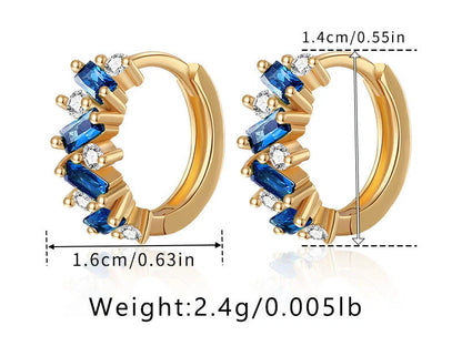 Elegant leaf-patterned ear clips with zircon and emerald gemstones, crafted in premium 18-carat gold-plated copper