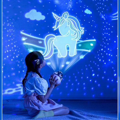 USB rechargeable space rotation night light projector for kids room with 12 films