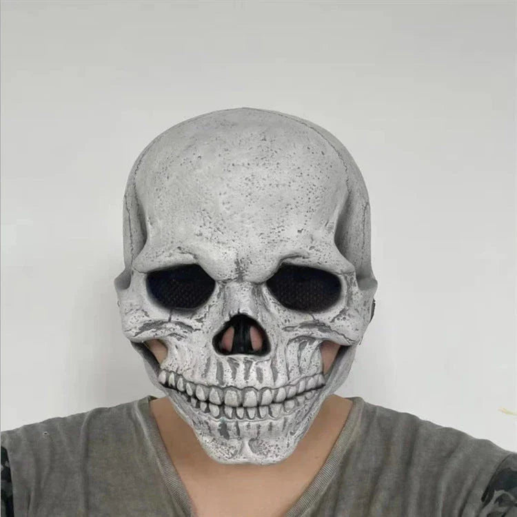 Creepy skeletal horror mask with movable jaw - perfect for Halloween costume and cosplay