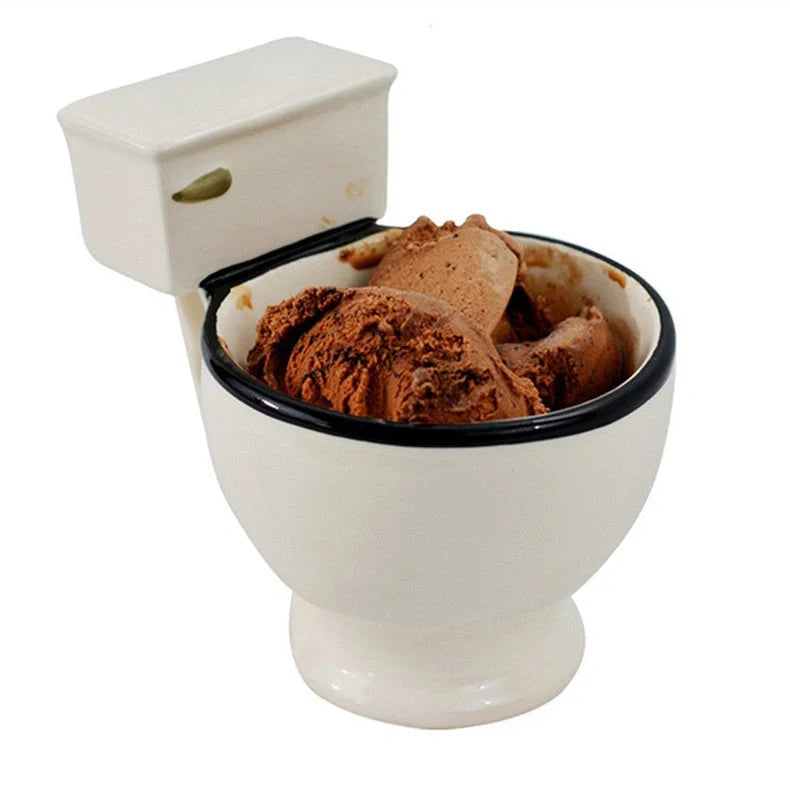 Toilet-shaped ceramic mug with handgrip, perfect for coffee or tea, holding 280ml.