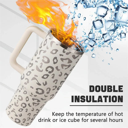 40oz stainless steel coffee mug with handle and straw, BPA-free, various colours available