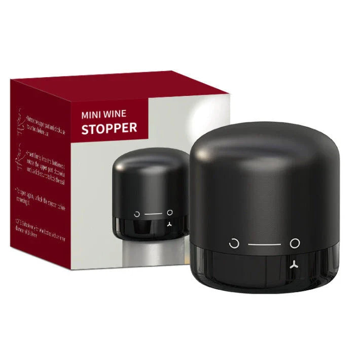 Premium silicone wine and champagne bottle stoppers in black colour, designed to create an airtight seal and lock in freshness