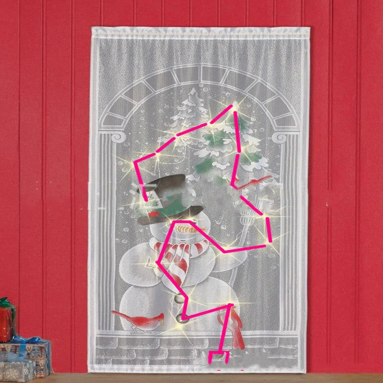 Christmas themed vertical blackout curtains with Santa, snowmen, and deer designs