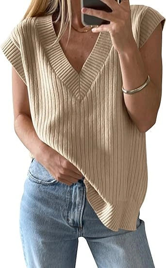 Premium Solid V-neck Vest Sweater in various colors showcasing its classic design and versatility.