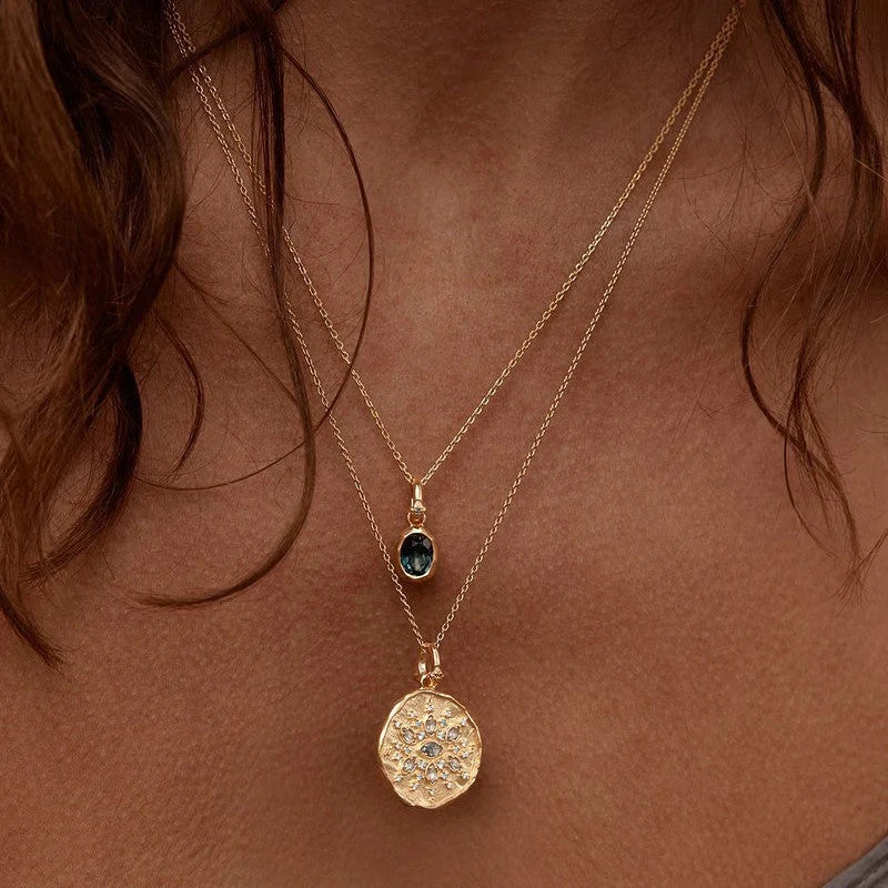 Stainless steel twelve birthday stone necklace with love pendant, featuring durable titanium steel construction.