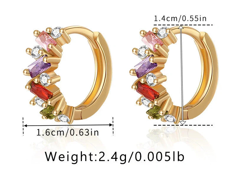 Elegant leaf-patterned ear clips with zircon and emerald gemstones, crafted in premium 18-carat gold-plated copper