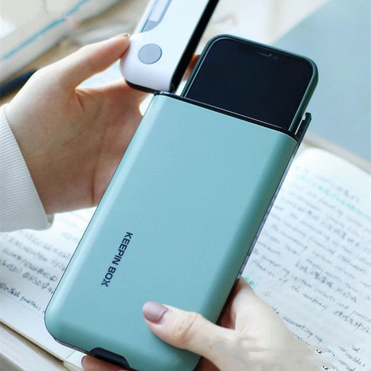 Keepin Box Mobile Phone Timing Box in Sakura Pink, Navy Blue, and Matcha Green