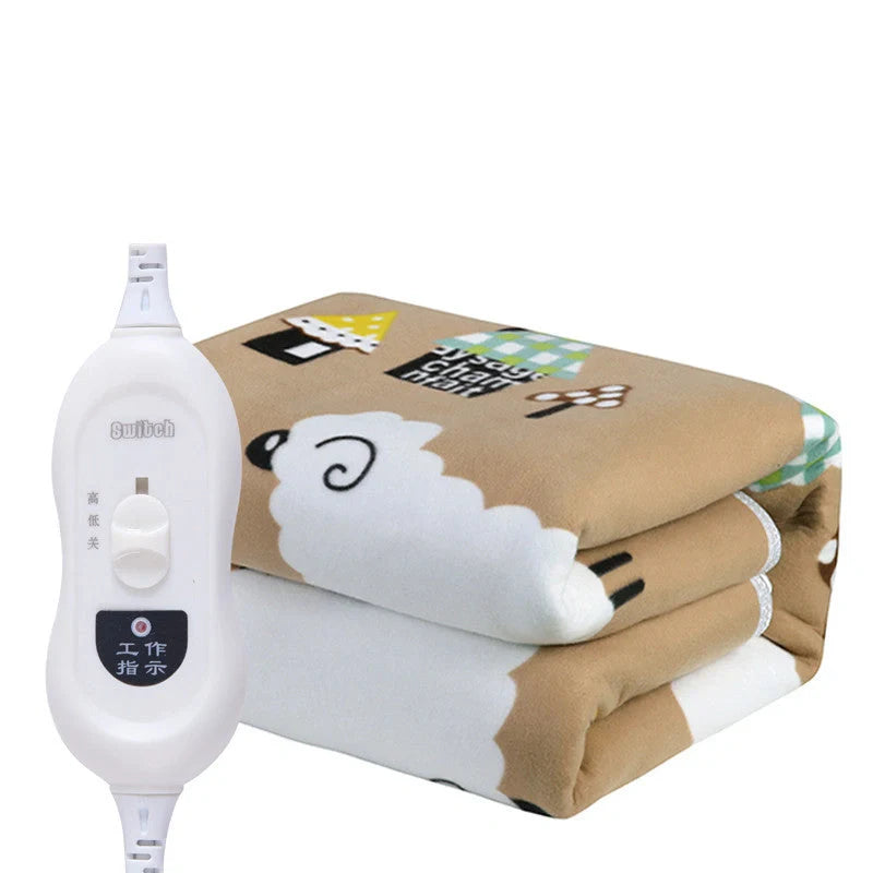 Household Voltage 110v Electric Blanket With Stripes in brown and grey