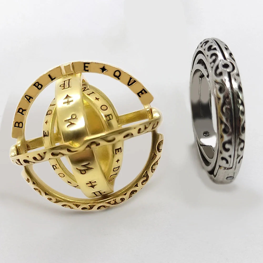 Germany Astronomical Ball Ring Necklace with flip deformation feature in silver and gold