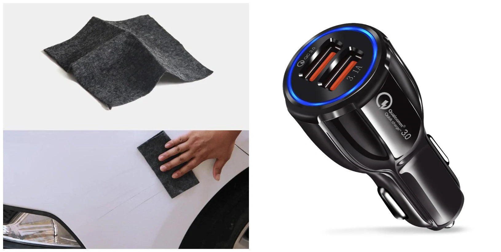 Leather grain gravity mobile phone car holder in black and white, securing a smartphone in a car