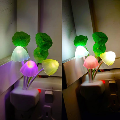 LED Mushroom Night Light with colour-changing feature and automatic sensor