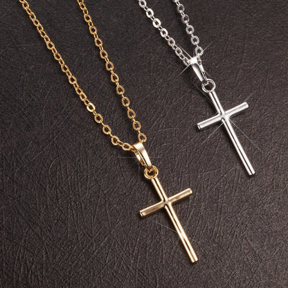 Elegant Women's Cross Pendant Necklace in gold and silver, perfect for any occasion