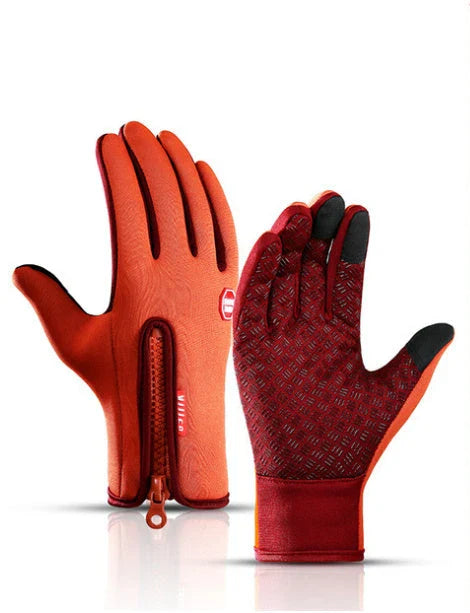 Warm, touchscreen-friendly motorcycle riding gloves made with cozy polar fleece lining for superior insulation and grip