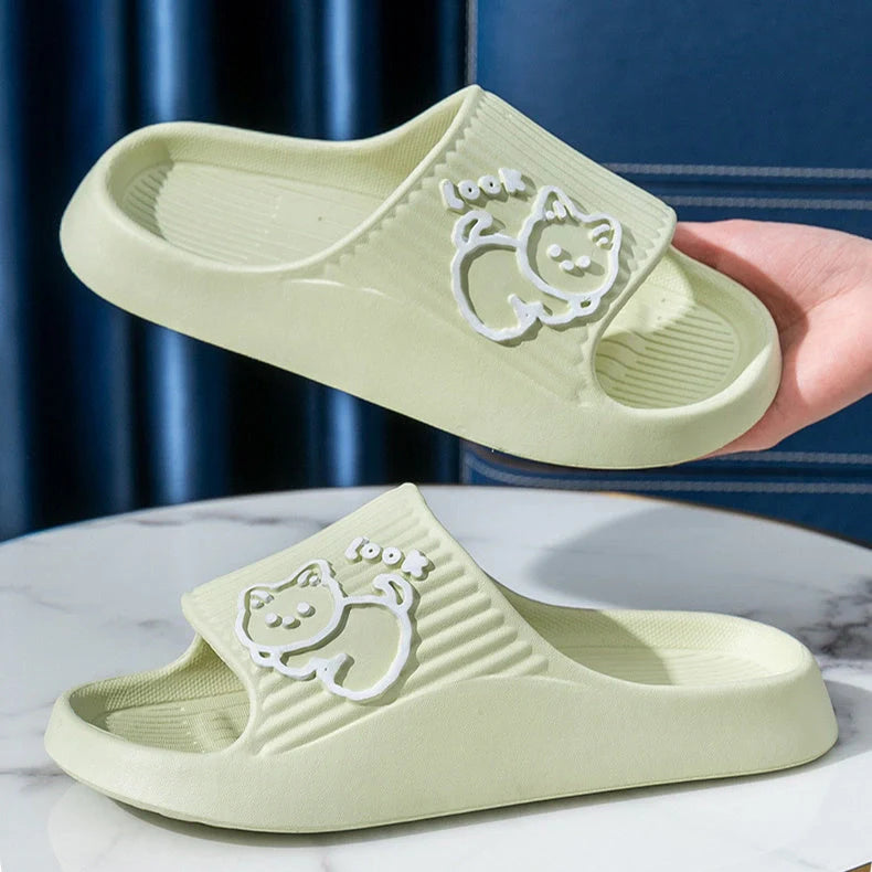Women's non-slip cat slippers in assorted colours for summer wear