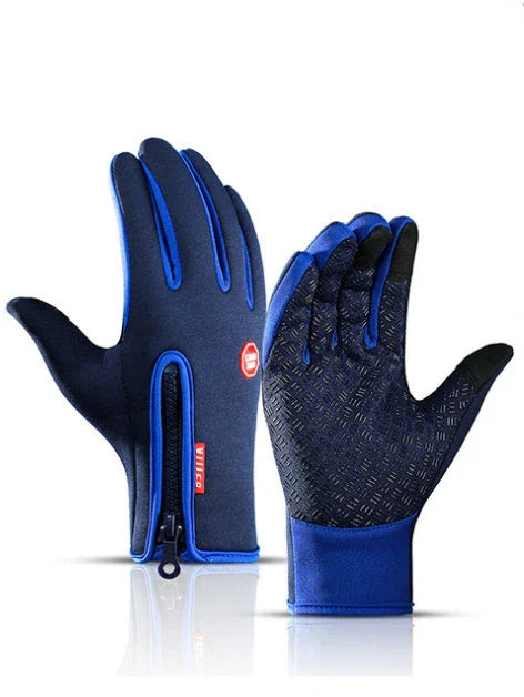 Warm, touchscreen-friendly motorcycle riding gloves made with cozy polar fleece lining for superior insulation and grip