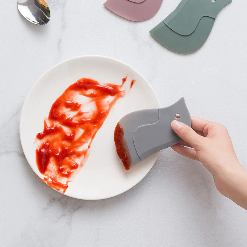 Penguin-shaped soft blade kitchen scraper for efficient cleaning