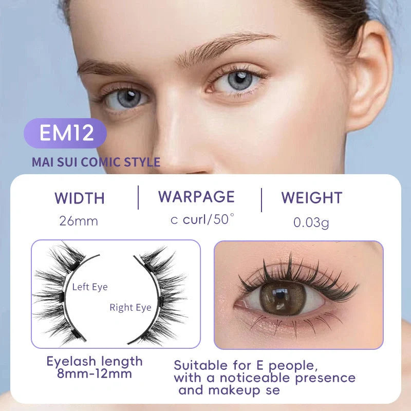 Premium magnetic suction false eyelashes in mink hair for a natural, glamorous look