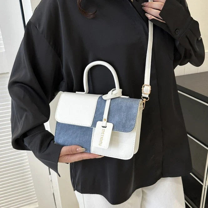 Street trend PU messenger bag with adjustable shoulder strap in black, white, brown, and coffee
