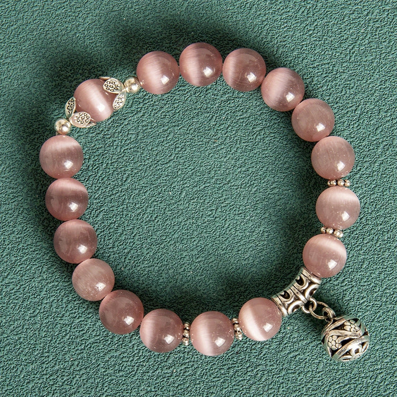 Elegant 10mm hollow ball Korean-style crystal opal bracelet in various colours