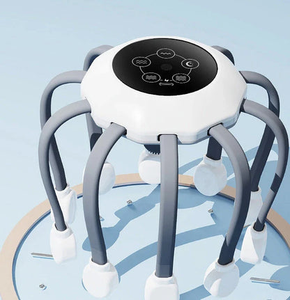 Relaxing octopus-shaped head massager with 14 independent massage heads and five customizable massage modes