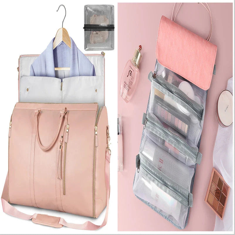 Versatile travel duffel bag for women with waterproof and foldable design, available in various color options