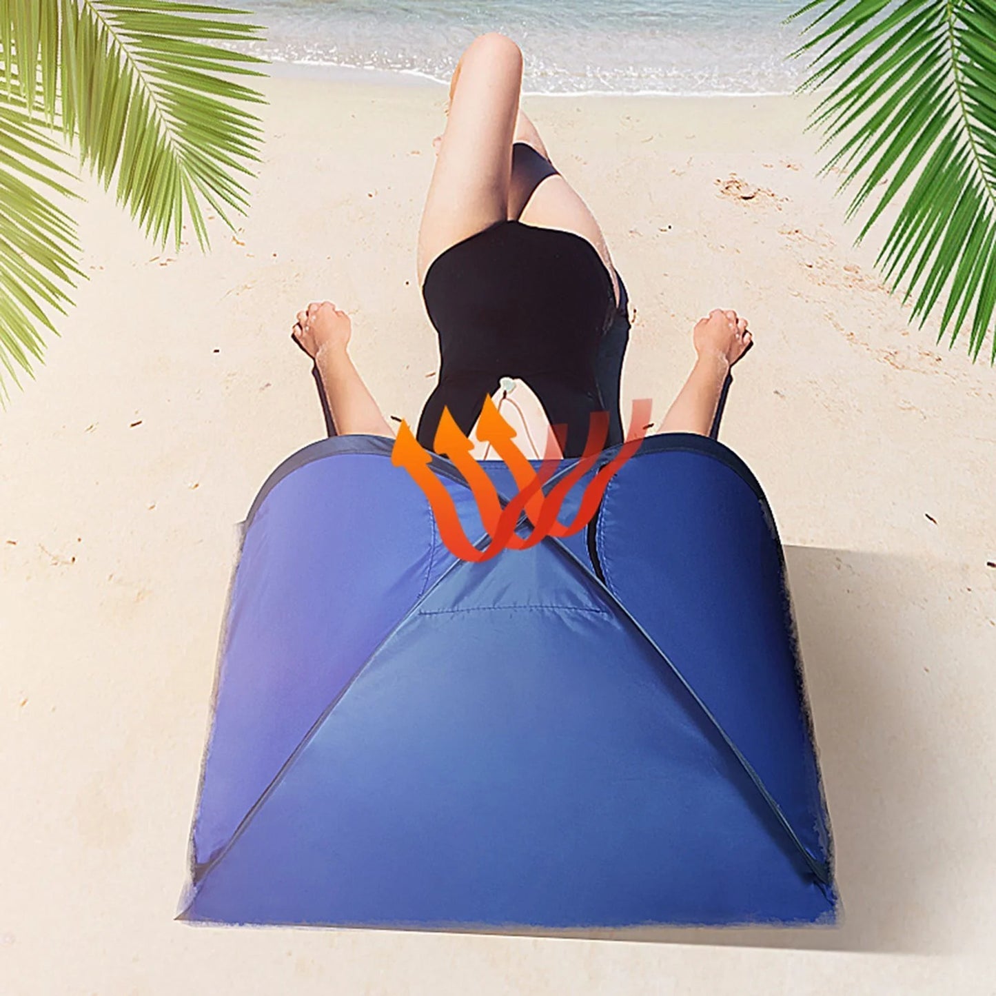 Mini portable beach shade awning with ventilation windows for sun protection